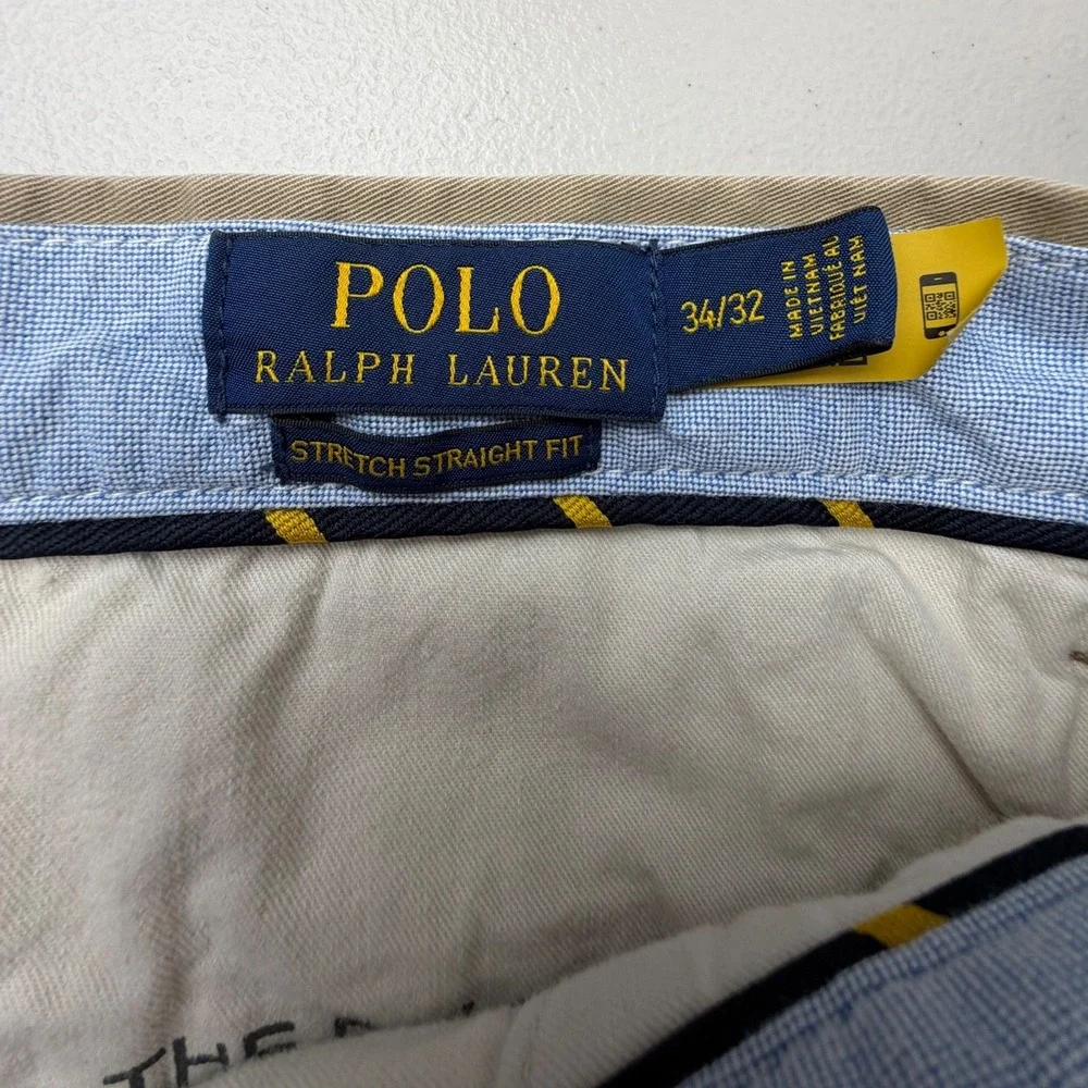 Polo‎ Ralph Lauren Mens Stretch Straight Fit Chino Pants Khaki Tan 34x32 35x29.5